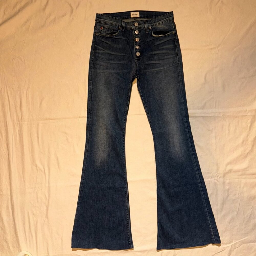 Hudson Jodi High Rise Flare Jeans – Size 28 Long – Button Front – 32” Inseam - Picture 3 of 12